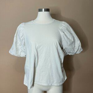 Old Navy Beige Eyelet Sleeve Blouse